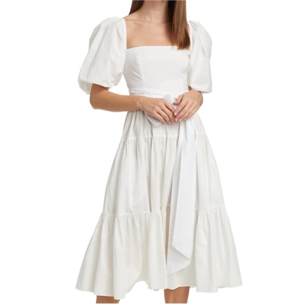 Elegant White Puff Sleeve Dress